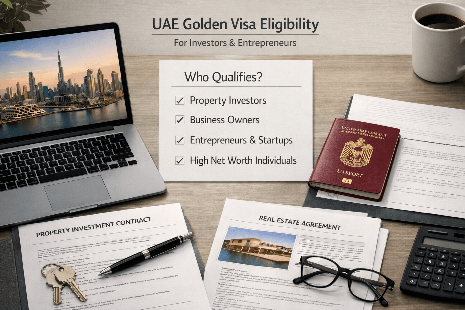 Alt Text: UAE Golden Visa eligibility requirements for investors and entrepreneurs